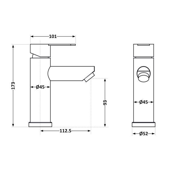 Змішувач для раковини Brinex Pure 001F низький Graphite BRIPUR001FGRP BRIPUR001FGRP фото