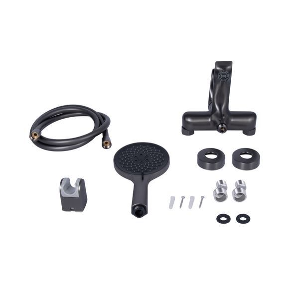 Змішувач для ванни Qtap Vlasta New (з душовим гарнітуром) QTVLA259GMB45643 Gunmetal Black PVD QTVLA259GMB45643 фото