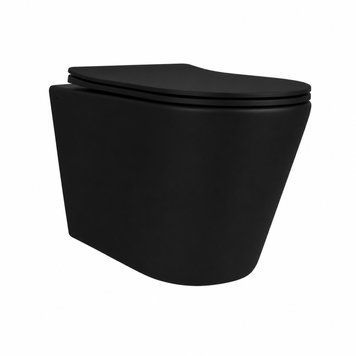 Унітаз підвісний Qtap Scorpio Ultra Quiet безобідковий з сидінням Soft-close MATT BLACK QT14332380AMB QT14332380AMB фото