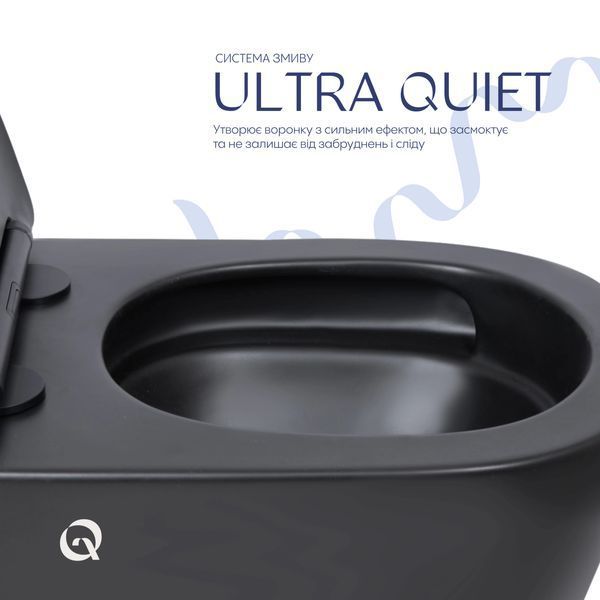 Унітаз підвісний Qtap Scorpio Ultra Quiet безобідковий з сидінням Soft-close MATT BLACK QT14332380AMB QT14332380AMB фото