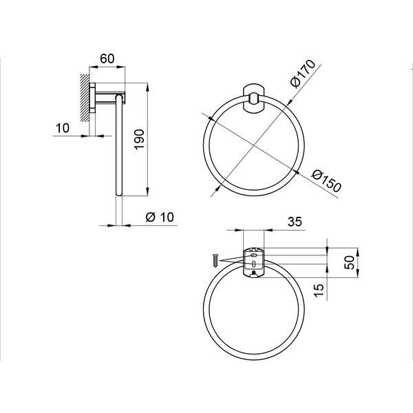 Тримач для рушника Qtap Liberty D 160 мм QTLIBCRM1160 Chrome QTLIBCRM1160 фото