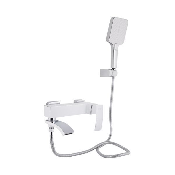Змішувач для ванни Qtap Swan Cascada з поворотним виливом (з душовим гарнітуром) QTSWA260CRW45569 Chrome/White QTSWA260CRW45569 фото