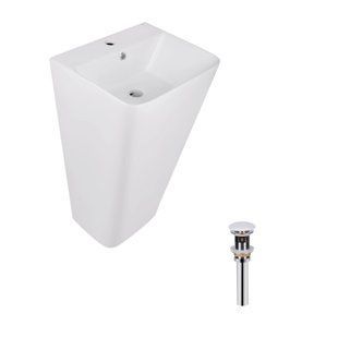Комплект Qtap Tern: Раковина напольна моноблок 440х380х830 мм White + Донний клапан PU02O QT1711G302WN47320 фото