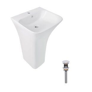 Комплект Qtap Crow: Раковина напольна моноблок 445x420x840 мм White + Донний клапан PU02O QT0511G315WN47321 фото
