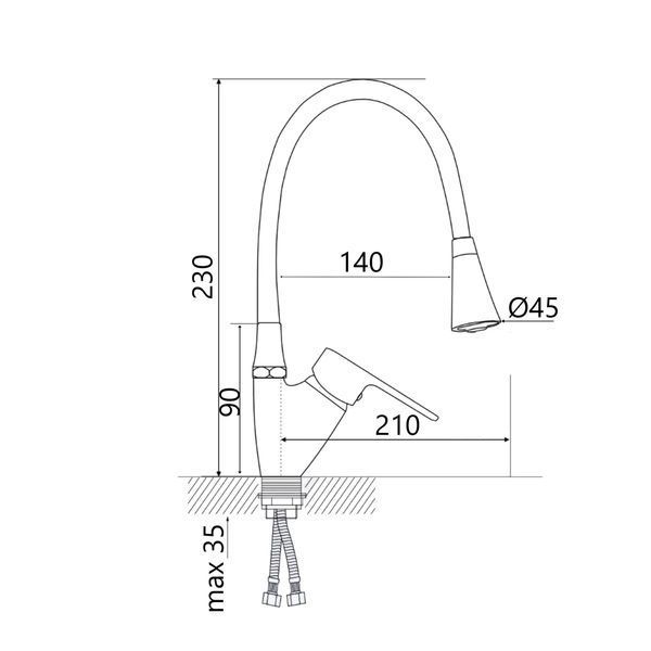 Змішувач для кухні Lidz Tani 007F3 з гнучким виливом (k40) LDTAN007F3GCR31869 Chrome/Grey LDTAN007F3GCR31869 фото