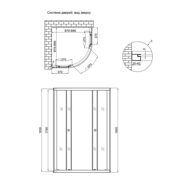 Душова кабіна Lidz Latwa SC90x90.SAT.LOW.FR, скло Frost 4 мм без піддона LLSC9090SATLOWFR2 фото
