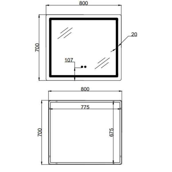 Дзеркало Qtap Mideya (MI2) 800х700 з LED-підсвічуванням Touch, з антизапотіванням, з димером, рег. яскравості QT2078NCF807048476 QT2078NCF807048476 фото
