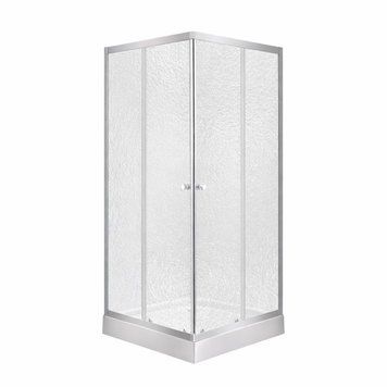 Lidz Wawel SC80x80.SAT.LOW.FR Душова кабіна квадратна, скло Frost 4 мм + Lidz Душовий піддон KAPIELKA ST80x80х14 LWASC8080SLFSET фото