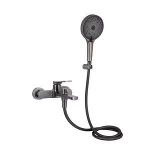 Змішувач для ванни Qtap Slavonice (з душовим гарнітуром) QTSLV259GMB48035 Gunmetal Black PVD QTSLV259GMB48035 фото