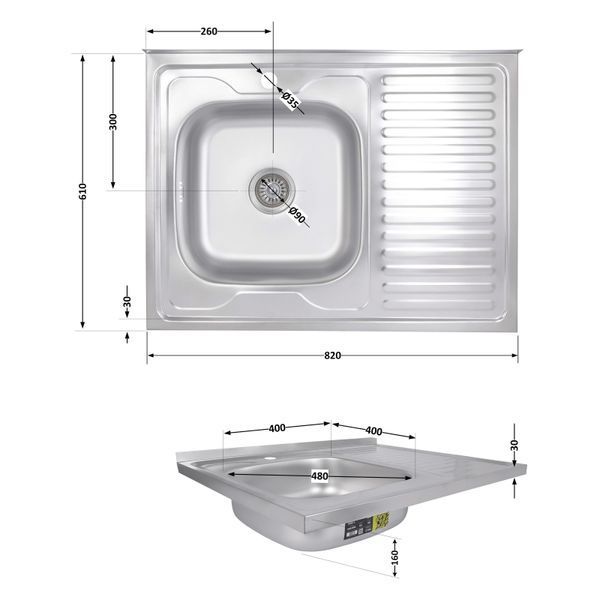 Кухонна мийка Brinex 6080-L 0,6 мм Satin (BRIN6080LSAT06) BRIN6080LSAT06 фото