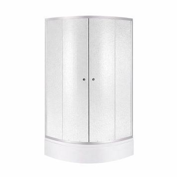 Душова кабіна Latwa SC80x80.SAT.MID.FR полукругла, скло Frost 4 мм + Душовий піддон KAPIELKA ST80x80x26, з панеллю Lidz LLSC8080SATMIDFR2SET фото