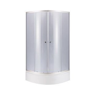 Душова кабіна Latwa SC80x80.SAT.MID.GR полукругла, скло тон. 4 мм + Душовий піддон KAPIELKA ST80x80x26, з панеллю Lidz LLSC8080SATMIDGR2SET фото