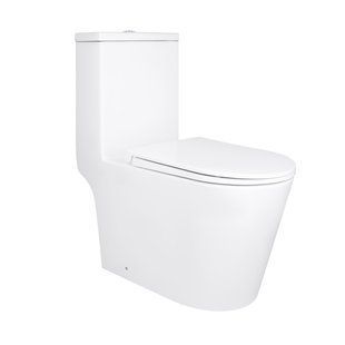Унітаз-моноблок підлоговий Qtap Kolibri Ultra Quiet безобідковий з сидінням Soft-close WHITE QT10226380W QT10226380W фото