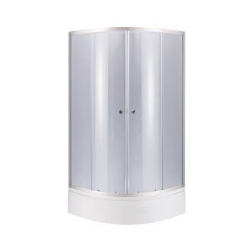 Душова кабіна Latwa SC80x80.SAT.MID.GR полукругла, скло тон. 4 мм + Душовий піддон KAPIELKA ST80x80x26, з панеллю Lidz LLSC8080SATMIDGR2SET фото