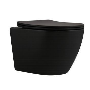 Унітаз підвісний Qtap Robin New Ultra Quiet безобідковий з сидінням Soft-close MATT BLACK QT13332381АSMB QT13332381АSMB фото