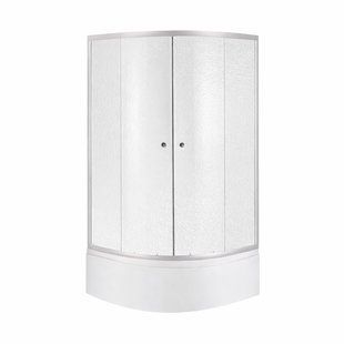 Душова кабіна Latwa SC90x90.SAT.HIGH.FR полукругла, скло Frost 4 мм + Душовий піддон KAPIELKA ST90x90x41, з панеллю Lidz LLSC9090SATHIGHFR2SET фото