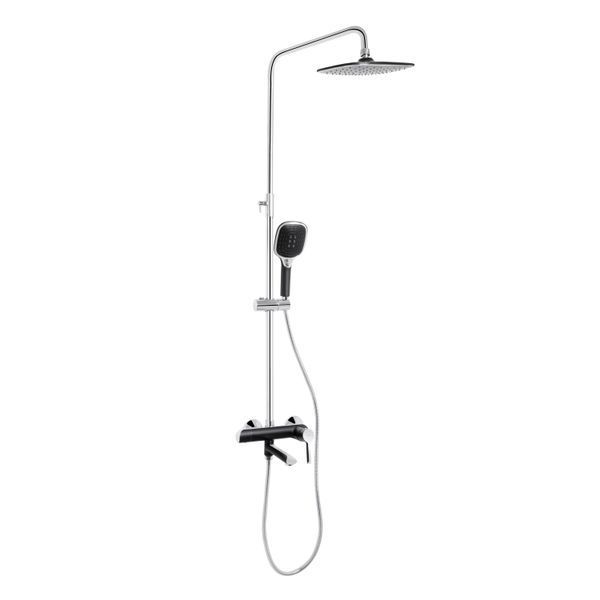 Душова система універсальна Qtap Grand на три споживачі (з виливом) QTGRABCR1004 Chrome/Black QTGRABCR1004 фото