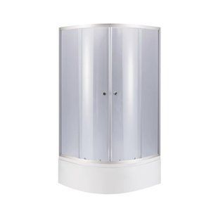 Душова кабіна Latwa SC80x80.SAT.HIGH.GR полукругла, скло тон. 4 мм + Душовий піддон KAPIELKA ST80x80x41, з панеллю Lidz LLSC8080SATHIGHGR2SET фото