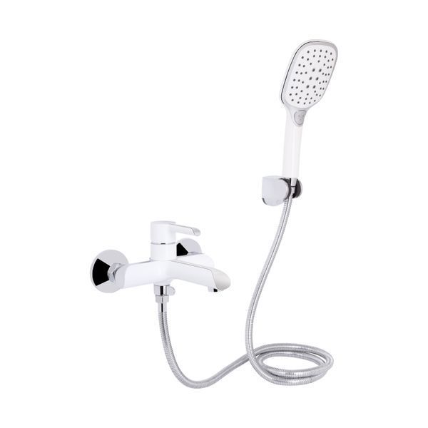 Змішувач для ванни Qtap Grand (з душовим гарнітуром) QTGRAWCR006 Chrome/White QTGRAWCR006 фото