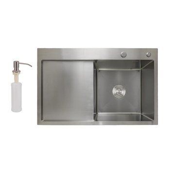 Мийка для кухні інтегрована Lidz Handmade H7849L крило ліворуч (LDH7849BRUL45592) Brushed Steel 3,0/1,0 мм LDH7849BRUL45592 фото