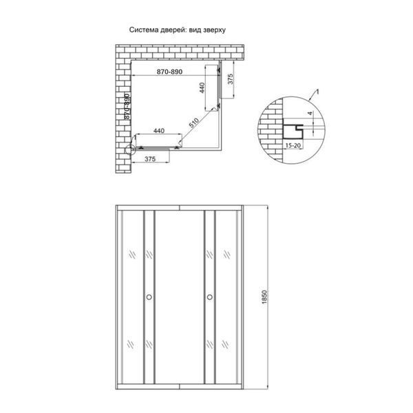 Душова кабіна Lidz Wawel SC90x90.SAT.LOW.DGR, скло темне тоноване 4 мм без піддона LWASC9090SATLOWDGR2 фото