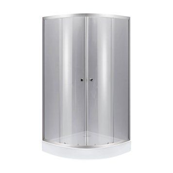 Lidz Набор: Душевая кабина Latwa SC90x90.SAT.LOW.DGR, полукруглая, стекло тонированное 4&nbsp;мм + Душевой поддон Kapielka ST90x90x14 LLASC9090SLGSET1 фото